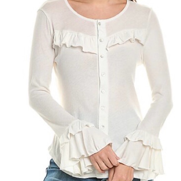 Chaser White Ruffle Button-Up Top - Picture 2 of 9